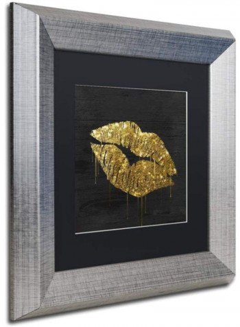 Gold Ornate Frameen Lips Silver Framed Wall Art Black/Gold 11 x 11inch