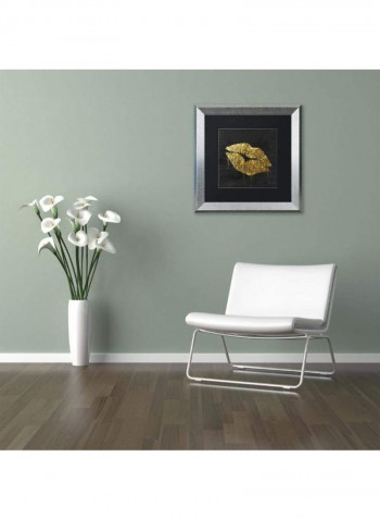 Gold Ornate Frameen Lips Silver Framed Wall Art Black/Gold 11 x 11inch