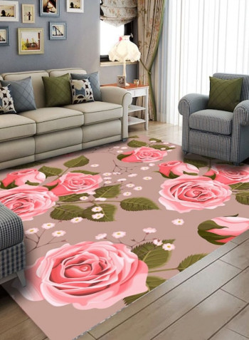 1 Piece Rug Anti-Skidding Rose Print Soft Living Room Bedroom Floor Mat Pink 80*180 (W*L)cmcm
