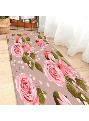 1 Piece Rug Anti-Skidding Rose Print Soft Living Room Bedroom Floor Mat Pink 80*180 (W*L)cmcm