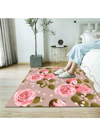 1 Piece Rug Anti-Skidding Rose Print Soft Living Room Bedroom Floor Mat Pink 80*180 (W*L)cmcm