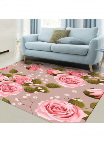 1 Piece Rug Anti-Skidding Rose Print Soft Living Room Bedroom Floor Mat Pink 80*180 (W*L)cmcm