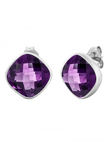 925 Sterling Silver Amethyst Stud Earrings
