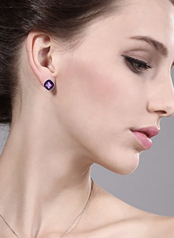 925 Sterling Silver Amethyst Stud Earrings