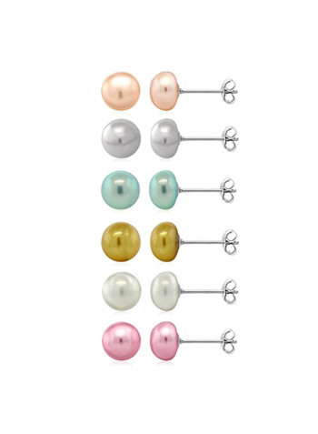Pair Of 12 Cultured Freshwater Pearl Stud Earrings  Set