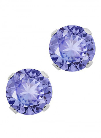 Sterling Silver Tanzanite Gemstone Stud Earrings
