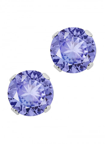Sterling Silver Tanzanite Gemstone Stud Earrings