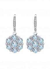 925 Sterling Silver Flower Dangle Earrings With Topaz