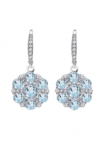 925 Sterling Silver Flower Dangle Earrings With Topaz