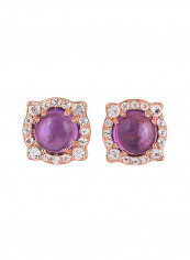 925 Sterling Silver Gold Plated Round Stud Earrings With Amethyst reviews 925 Sterling Silver Gold Plated Round Stud Earrings With Amethyst