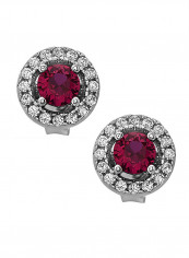 925 Sterling Silver Round Stud Earrings With Crystal
