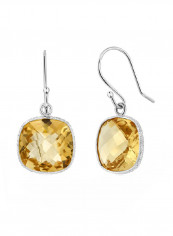 925 Sterling Silver Dangle Stud Earrings With Citrine