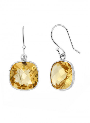 925 Sterling Silver Dangle Stud Earrings With Citrine