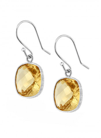 925 Sterling Silver Dangle Stud Earrings With Citrine