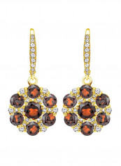925 Sterling Silver Flower Dangle Earrings With Garnet And Topaz reviews 925 Sterling Silver Flower Dangle Earrings With Garnet And Topaz