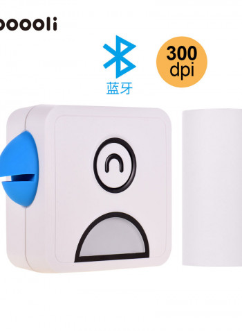 Pocket Thermal Printer With Paper Roll 5.8cm White/Blue