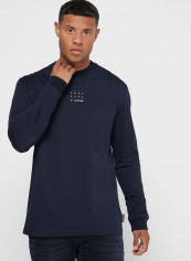 Essential Solid Pattern Long Sleeve T-Shirt Navy Blue
