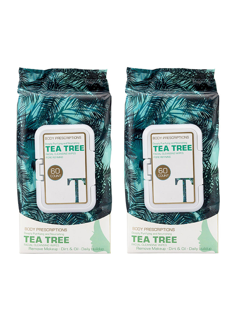 Pack Of 2 Tea Tree Facial Cleansing Wipes