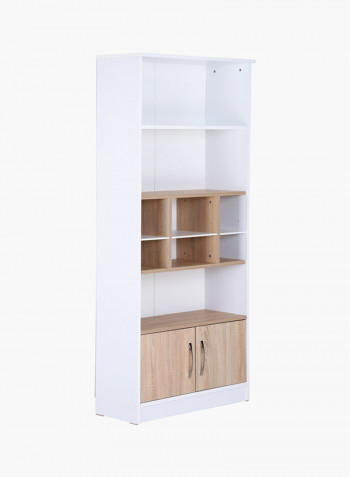 2-Door Bookcase White 80 x 180 x 35centimeter