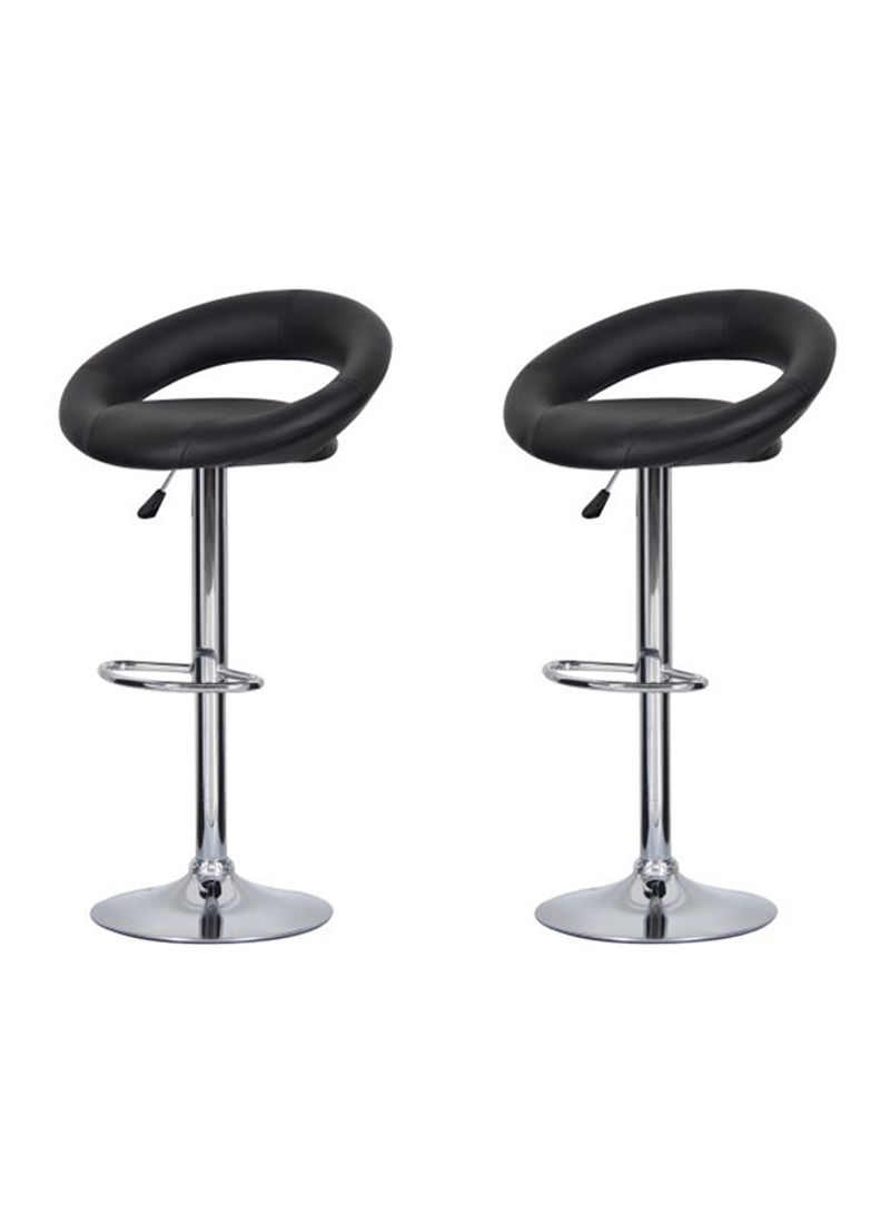 2-Piece Height Adjustable Chair Set Black/Silver