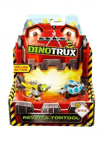 2 pack Dinotrux Diecast Revvit and Tortool Set 2x9inch