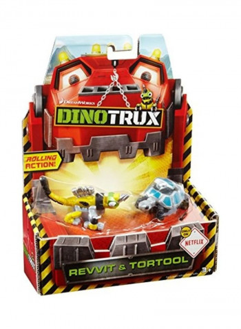 2 pack Dinotrux Diecast Revvit and Tortool Set 2x9inch