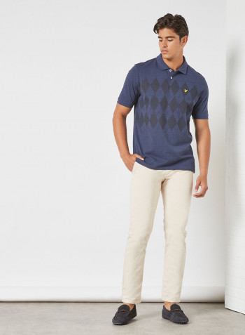 Printed Polo Navy Marl