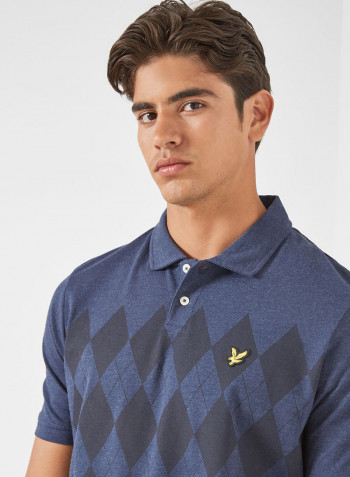 Printed Polo Navy Marl