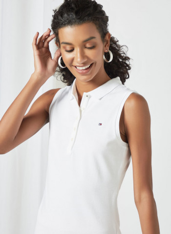 Sleeveless Polo T-Shirt White