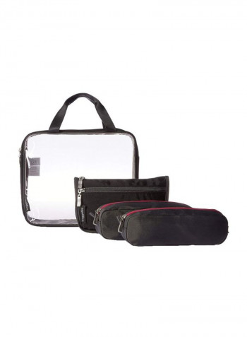 4-Piece Travel Trio Cosmetic Organizer Set شفاف/ أسود