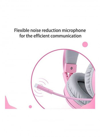 Virtual Surround Sound Detachable Cat Ear HeadphoneFor PS4/PS5/XOne/XSeries/NSwitch/PC Pink