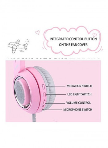 Virtual Surround Sound Detachable Cat Ear HeadphoneFor PS4/PS5/XOne/XSeries/NSwitch/PC Pink