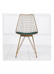 Pedro Wire Dining Chair With Cushion Gold/Green