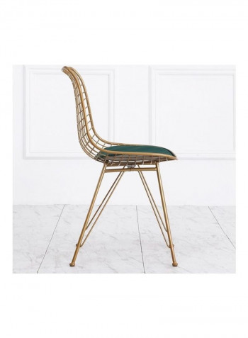 Pedro Wire Dining Chair With Cushion Gold/Green