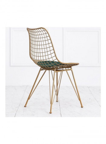 Pedro Wire Dining Chair With Cushion Gold/Green