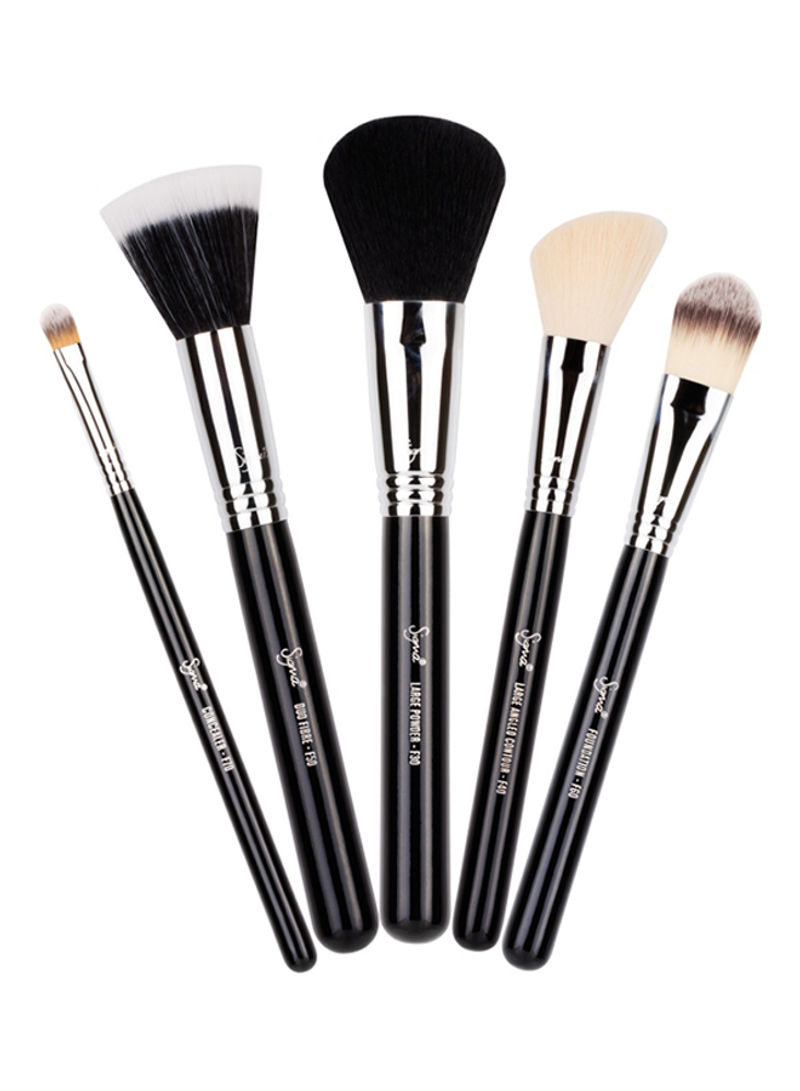 Basic Face Brush Kit Black/Silver