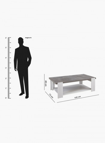 Cementino Coffee Table With Undershelf Grey/White