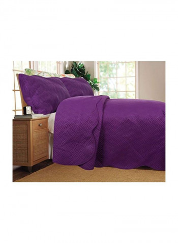 3-Piece Polyester Bedspread Set Purple Queen