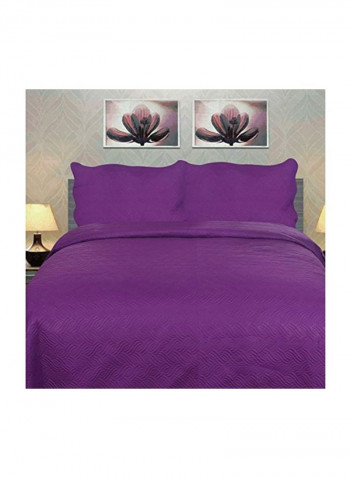 3-Piece Polyester Bedspread Set Purple Queen