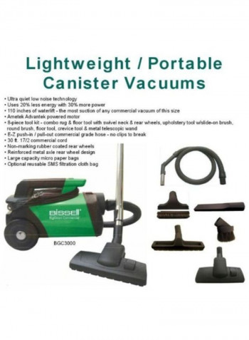 Canister Vacuum Cleaner 1 l 1080 W BGC3000 Black/Green