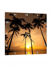 Kapalua Beach Sunset And Palm Trees Printed Wall Clock Multicolour 13 x 13inch