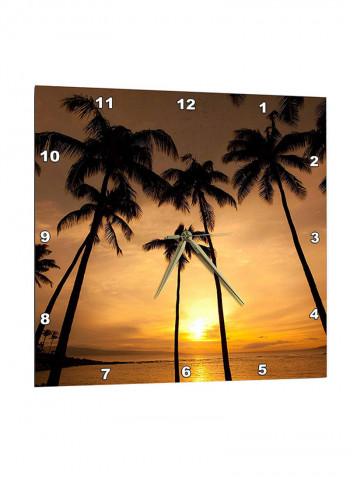 Kapalua Beach Sunset And Palm Trees Printed Wall Clock Multicolour 13 x 13inch