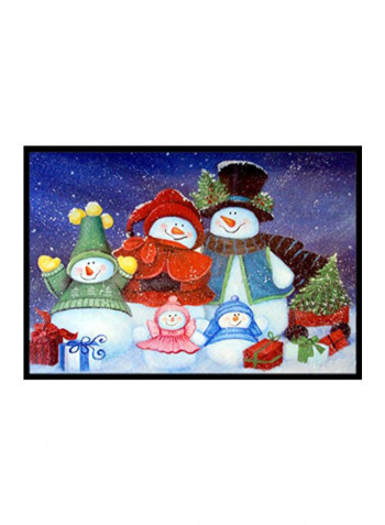 Merry Christmas From Us All Snowman Indoor/Outdoor Mat Multicolour 24 x 24inch