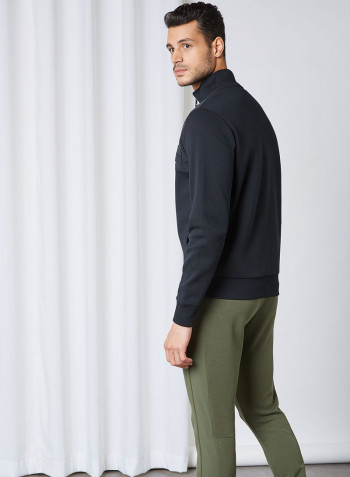 Mixed Media Zip Through Jacket Black