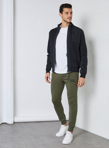 Mixed Media Zip Through Jacket Black
