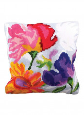 Pillow Cushion Cross Stitch Kit Pink/Yellow/Green