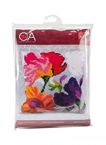 Pillow Cushion Cross Stitch Kit Pink/Yellow/Green