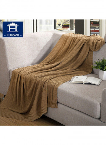 Soft Thicken Knitted Blanket Cotton Yellow 1.8meter