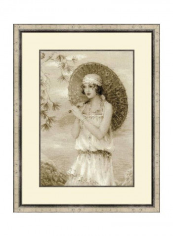 14-Piece Old Photo: Riviera Cross Stitch Kit Beige/Brown