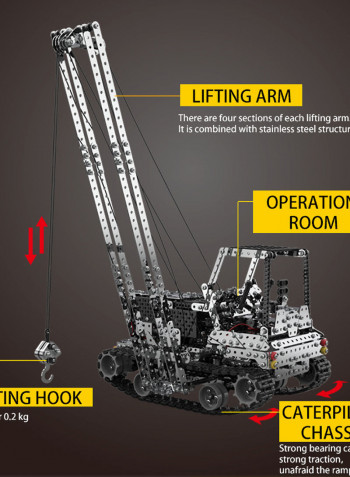1745 Piece 2.4GHz 10 Channel Stainless Steel Construction Crane Assembly Kits 36cm